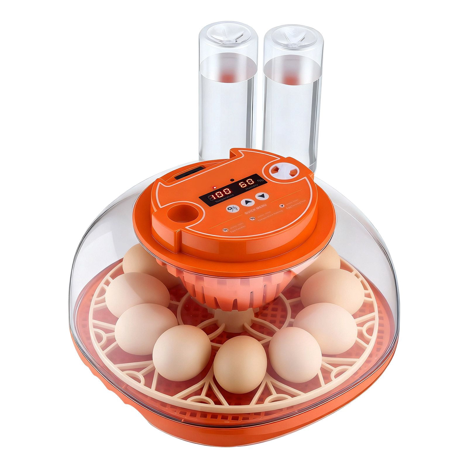 Egg Incubator 12 Eggs Automatic Turner with LED Candler Temperature Humidity Control 360° View Window for Hatching Chicks