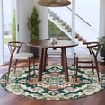 thumbnail image 4 of Round Area Rug 6ft,Abstract Medieval Flowers Washable Carpet Non-Slip Runner Accent Rugs Indoor Floor Mat for Bedroom Living Room Decor,Classic Bohemian Pattern, 4 of 9