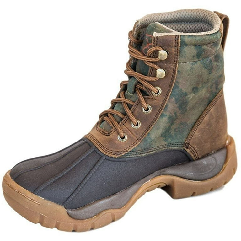 Womens Twisted X Waterproof Rubber Laceup Boot Camo Color Green