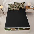 thumbnail image 4 of Manfei Retro Camouflage Zipper Twin Comforter Sets with Fitted Sheet and 2 Pillowcases,Woodland Bear Zipper Bedding Set,Brown Green,Black Reversible,4pcs, 4 of 8