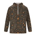 thumbnail image 4 of Hsovts Men’s Long Sleeve Halloween Pumpkin Spider Web Ghost Print Hooded Sweatshirt, Gradient Color Drawstring Pullover Casual Holiday Top Beige M, 4 of 6