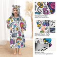 thumbnail image 3 of FORMRS Wearable Blanket Hoodie with Sleeves for Kids Cozy Flannel Sweatshirt, White Doodle Pattern, 3 of 7