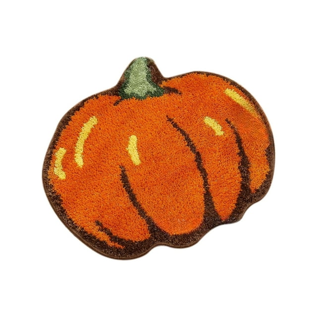 Halloween Bathroom Rug, Fall Pumpkin Bath Mat, Microfiber Washable Absorbent Carpet Autumn Halloween Thanksgiving Home Decoration, Non-Slip 16x24 Inches