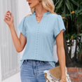 thumbnail image 4 of SELONE Peplum Tops for Women Plus Size Dressy Short Sleeve Tops Blouses Regular Fit T Shirts Pullover Tees Tops Solid T-Shirts V Neck Tops Blouses Easy Care Soft Breathable Pullover Tops Sky Blue XL, 4 of 5
