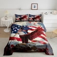 thumbnail image 2 of Feelyou Kawaii Eagle Child Queen Comforter Set, Independence Day Bedding Sets, Retro American Flag Reversible Bedding Comforter Set, Breathable Home Decor, 3-Piece, 2 of 8