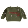 thumbnail image 1 of Baby Christmas Sweaters Long Sleeve Candy Cane Embroidery Pullovers, 1 of 9