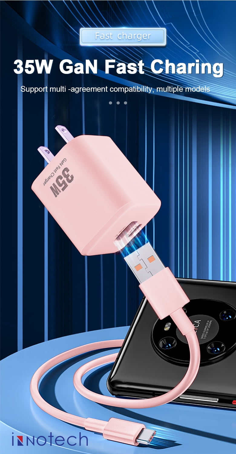 35W Gan USB C Fast Charger for iPhone, Charging Block Dual Port Wall