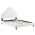 thumbnail image 3 of Modway Gwyneth Tufted Performance Velvet Queen Platform Bed in White, 3 of 10
