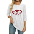 thumbnail image 4 of KyCheLot 3/4 Sleeve Shirts for Women Lightweight Knit Crew Neck Print Cute Valentines Pullover Sweaters, 4 of 5