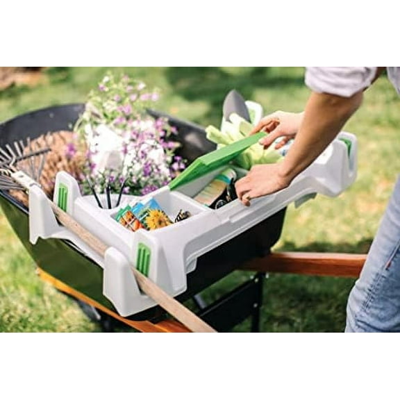 The Burro Buddy, USA Made Lawn/Garden Tray for All 4-6 cu. ft. wheelbarrows. Holds rake, Shovel, Short Handle Tools, Drinks & Water Tight Storage for Phone. Wheelbarrow not Included. Great Gift