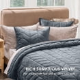 thumbnail image 2 of EVERGRACE 3 Pieces Luxurious Velvet King Quilts, Ultra Soft Lightweight Velvet Comforter Set, Matelasse Oversized Bedspread Coverlet for All Season with 2 Shams, Stormy Blue, 108''x96'', 2 of 7