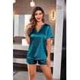 thumbnail image 6 of Ekouaer Women Silk Pajamas Set Short Sleeve Satin Sleepwear V-Neck 2 Piece Loungewear, 6 of 6