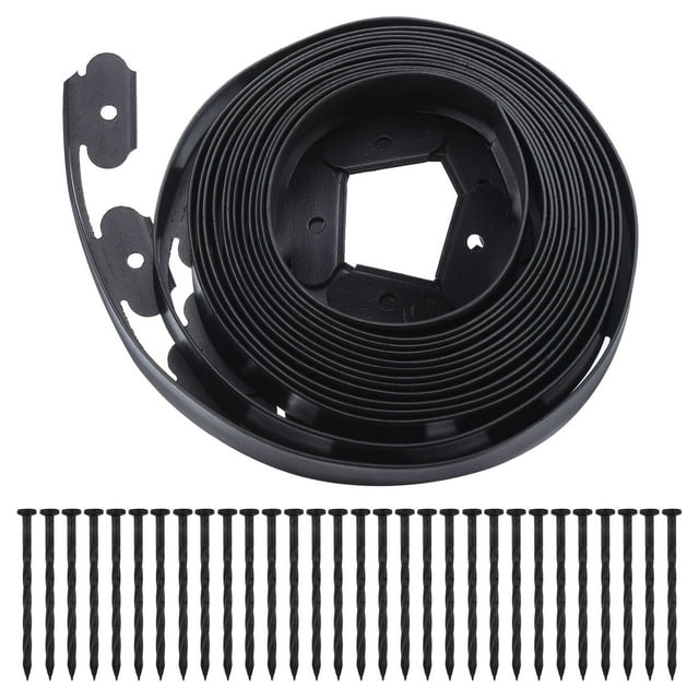 Kit de borde de jardín de plástico negro de 33 pies y 2 pulgadas de altura de Uxcell para el patio