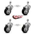thumbnail image 2 of 3.5 Inch Black Polyurethane Wheel Swivel ½ Inch Threaded Stem Caster Set SCC, 2 of 2