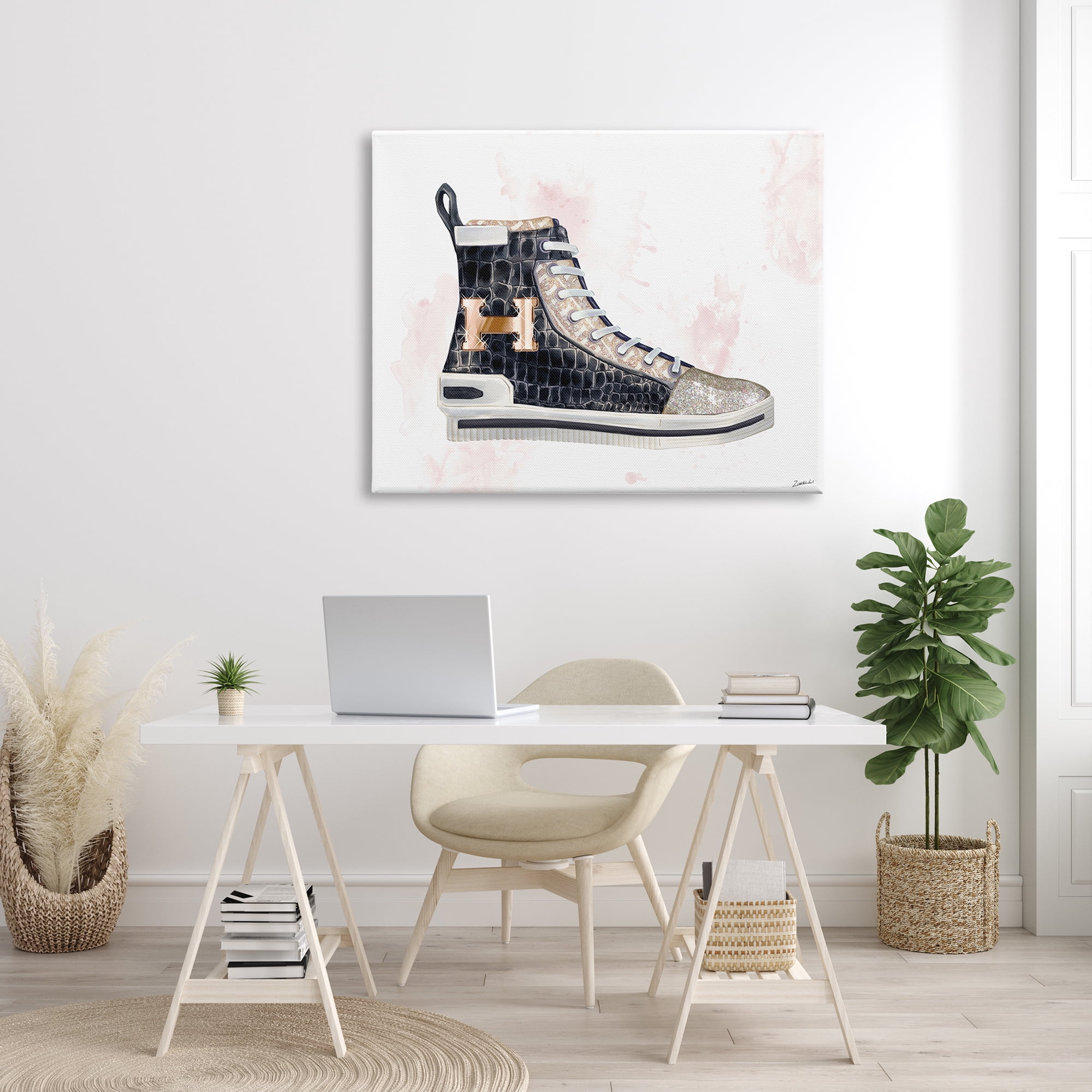 Stupell Industries Glam Snake Embossed Sneaker Illustration Fashion Forward, 36 x 48, Designed by Ziwei Li