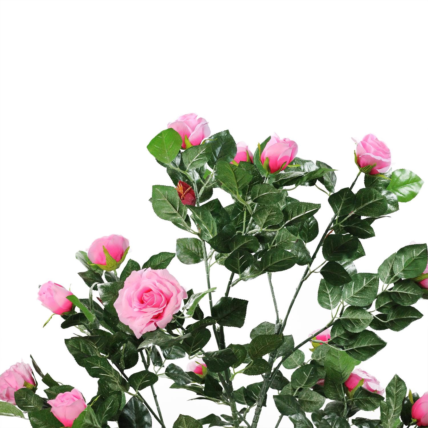 Northlight 43" Potted Green and Pink Artificial Rose Garden Tree