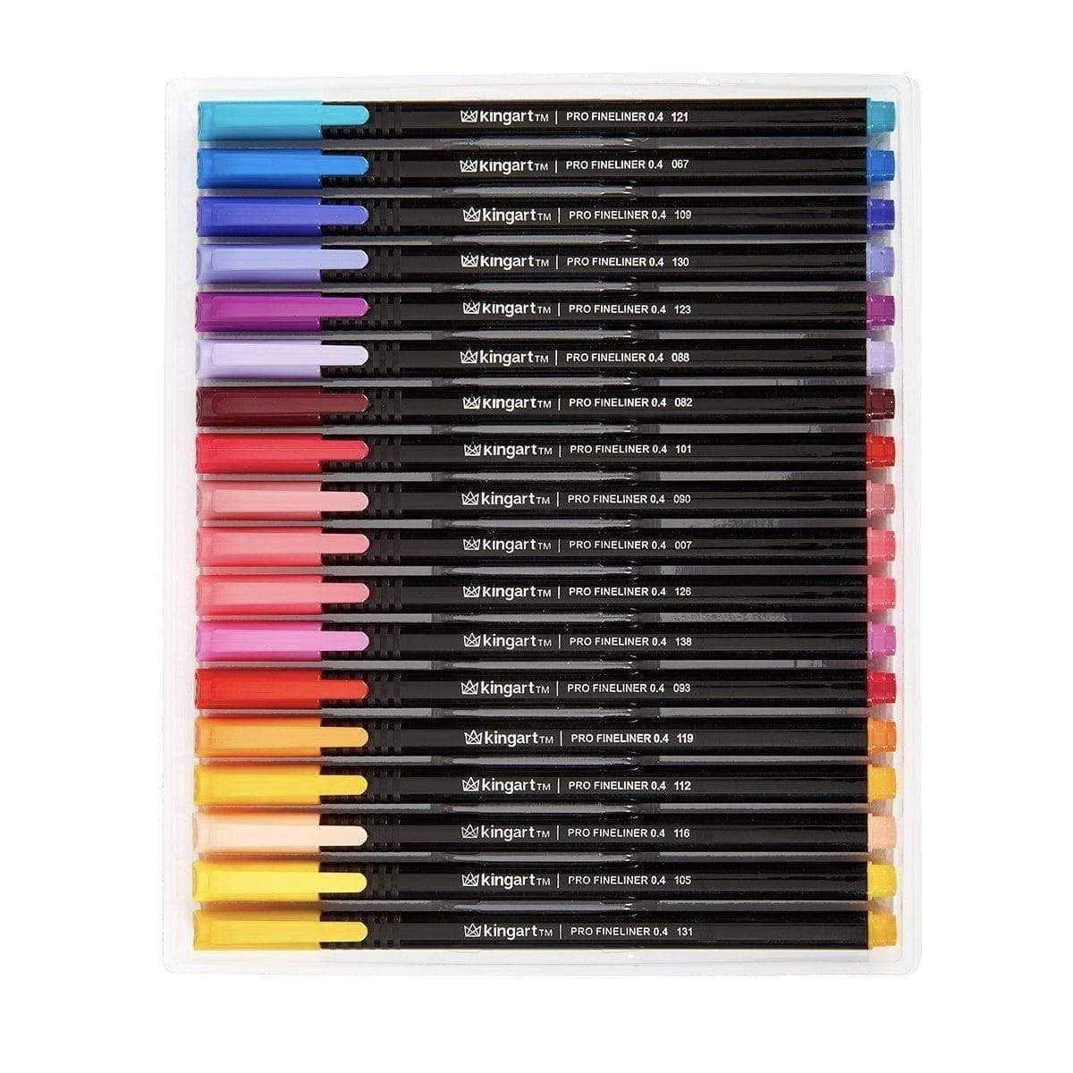 Kingart Pro Fineliner Pens, 0.4mm Line Width, Triangular Ergonomic Barrel, Set of 36 Unique Colors