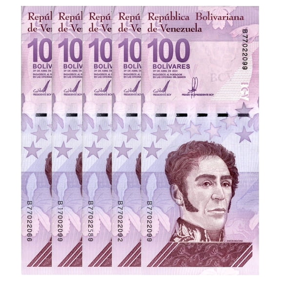 Lot of 5 Venezuela 100 Digitales Banknote 2021 UNC 100 Million Bolivars Uncirculated with COA