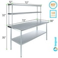 thumbnail image 3 of AmGood 30" x 72" Stainless Steel Work Table With 12" Wide Double Tier Overshelf | Metal Kitchen Prep Table & Shelving Combo, 3 of 9