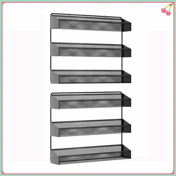 Auledio 2 Pieces 3 Tiers Spice Seasoning for Kitchen-Black