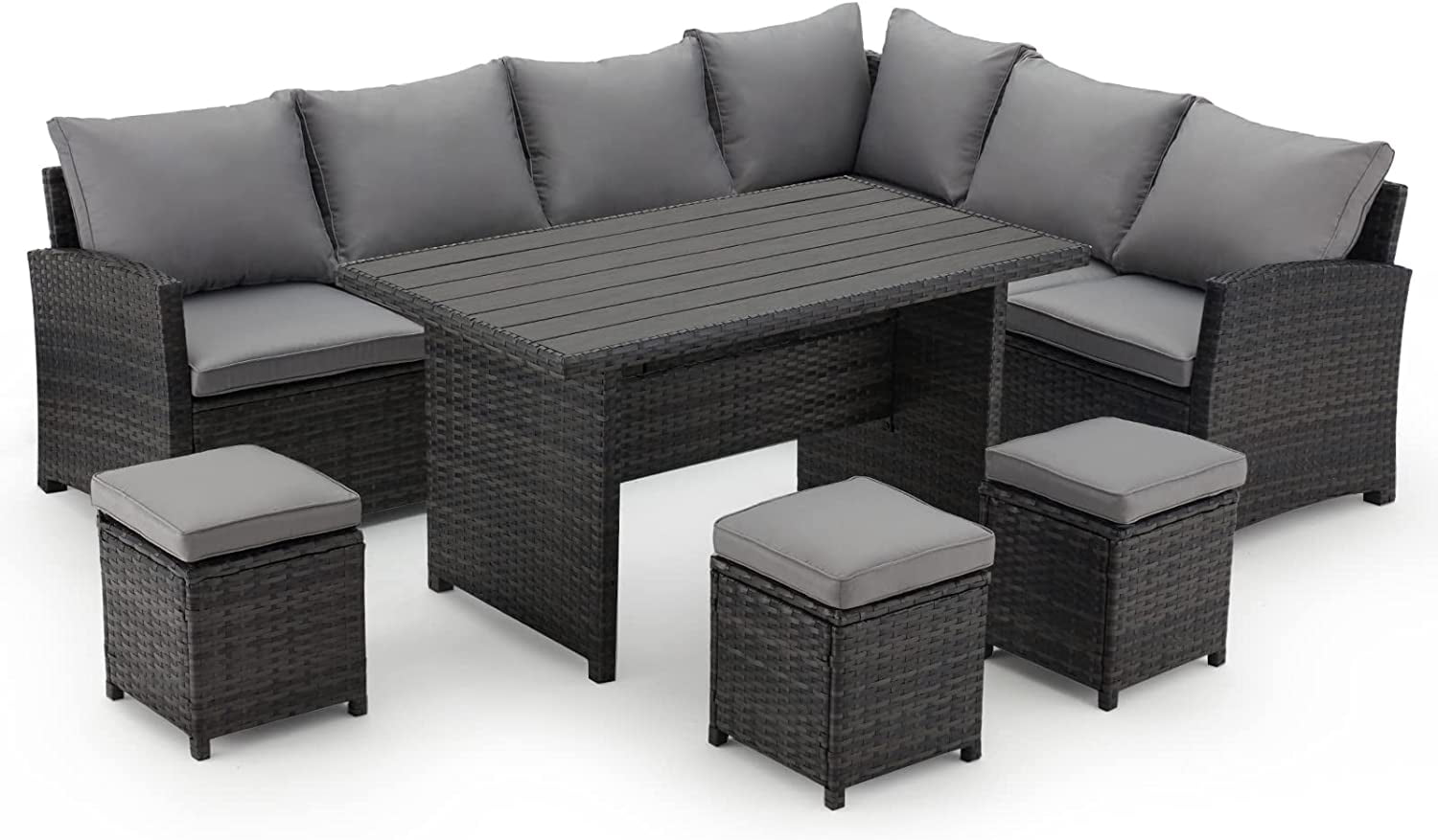 Black Wicker Patio Ottoman Sectional Outdoor Foot Stool Sofa Couch Furniture 