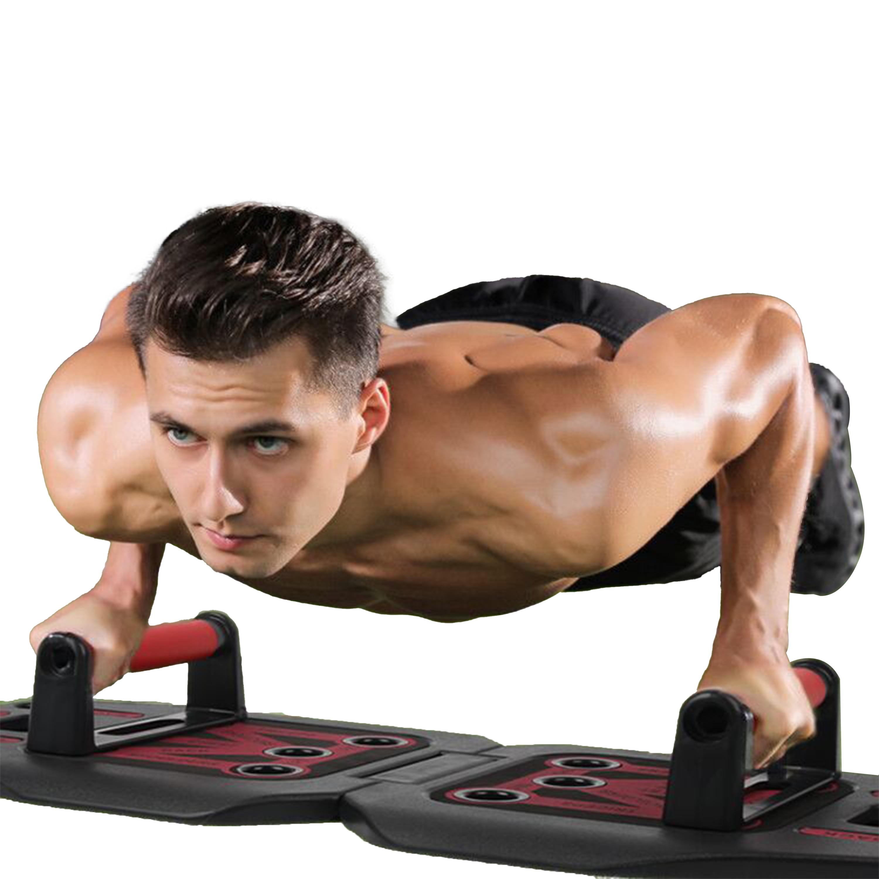 9 in 1 Push Up Rack Board System Fitness Workout Train Gym Exercise with 2 Resistance Bands and 2 Pilate Bars