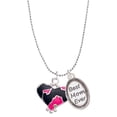 thumbnail image 1 of Delight Jewelry Silvertone Hot Pink Large Cheetah Print Heart Best Mom Ever Charm Necklace, 1 of 4