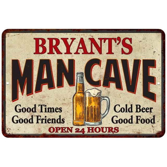 BRYANT'S Man Cave Gift Metal Sign Wall Decor Gift 12x18 112180011412