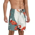 thumbnail image 2 of Balery Cockatoo Red Berries Pantalones cortos de pijama de punto de algodón para hombre con cinturilla y bolsillos-Small, 2 of 6