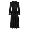 thumbnail image 5 of cfhntfmh Fall Dresses for Women Long Sleeve V Neck Long Maxi Dress Elegant Flowy Tiered Ruffle Hem A-Line Dress, 5 of 7
