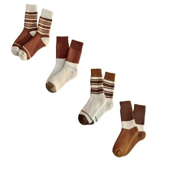 PMUYBHF Compression Socks for Long Flights Ski Socks Women Black Crew Socks Women Women’S Winter Warm Thick Crew Socks with Heart Striped Pattern for *4Pcs