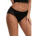 thumbnail image 4 of INSPIRE CHIC Women's Lace Mid-Waisted Full Coverage Briefs HI-Cut Leak Proof Ladies Underpants XS Black, 4 of 4