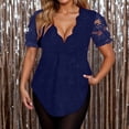 thumbnail image 2 of Elegant Glitter Lace Collar Short Sleeve T-Shirt Fashion Casual Blouse Top With Rhinestone Details Oversized T-shirts Short Sleeve Crewneck Casual Tops, 2 of 5