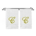 thumbnail image 2 of Monogrammed Hand Towel, Personalized Gift, 16 x 30 Inches - Set of 2 - Gold Embroidered Towel - Extra Absorbent 100% Turkish Cotton- Soft Terry Finish - for Bathroom, Kitchen and Spa- Script C White, 2 of 3