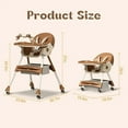 thumbnail image 3 of YYuan 4-in-1 Adjustable Height Baby HighChair for Toddlers(6-24 months), Foldable High Chair with Wheels,5-Point Safety Harness, Brown, 3 of 6