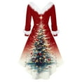 thumbnail image 5 of Christmas Dresses for Women Women's Fashion Elegant Autun And Winter Long Sleeve V-Neck Christmas Print Dress for Holiday Party,Red,2XL, 5 of 5