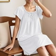 thumbnail image 6 of Uaswgudfs Women's Off Shoulder Nightgown with Removable Pads, Casual Midi Sleep Dress, Comfortable Loungewear Nightdress for Women White XL, 6 of 9