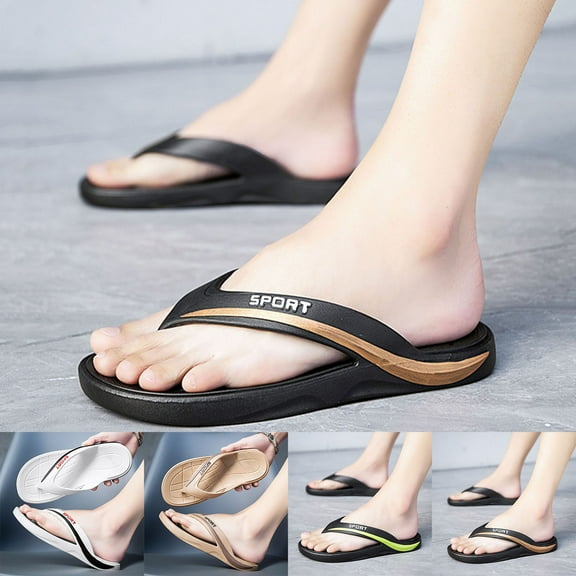 Puntoco Mens Flip Flops Sandals Slip on Sport Summer Beach Thong White 9.5(45)