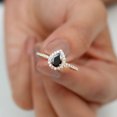 thumbnail image 3 of Rosec Jewels Black Onyx Teardrop Ring for Women with Diamond Halo (5X7 MM Pear Shape Onyx), 18K Rose Gold, US 11.00, 3 of 8