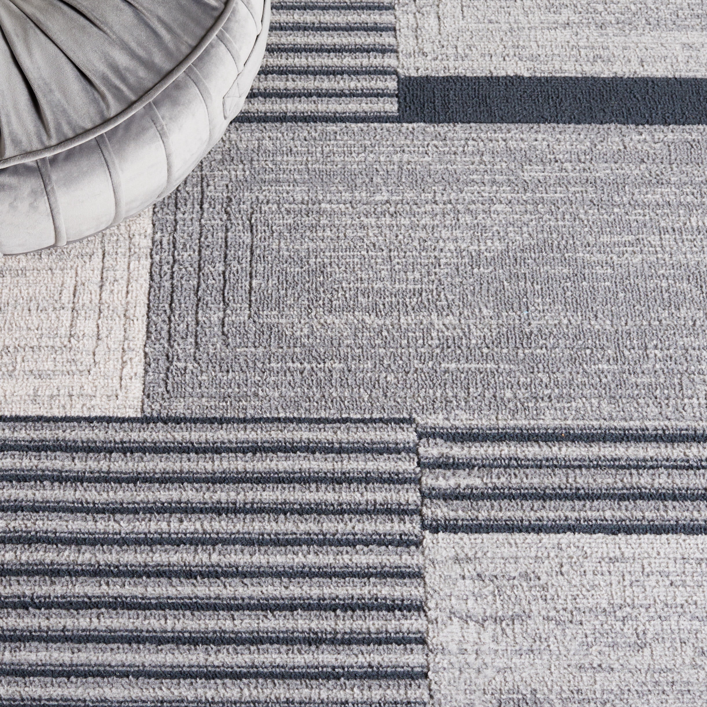 SAFAVIEH Odyssey Dzvonko Modern Runner Rug, Grey/Black Ivory, 2'2" x 8'