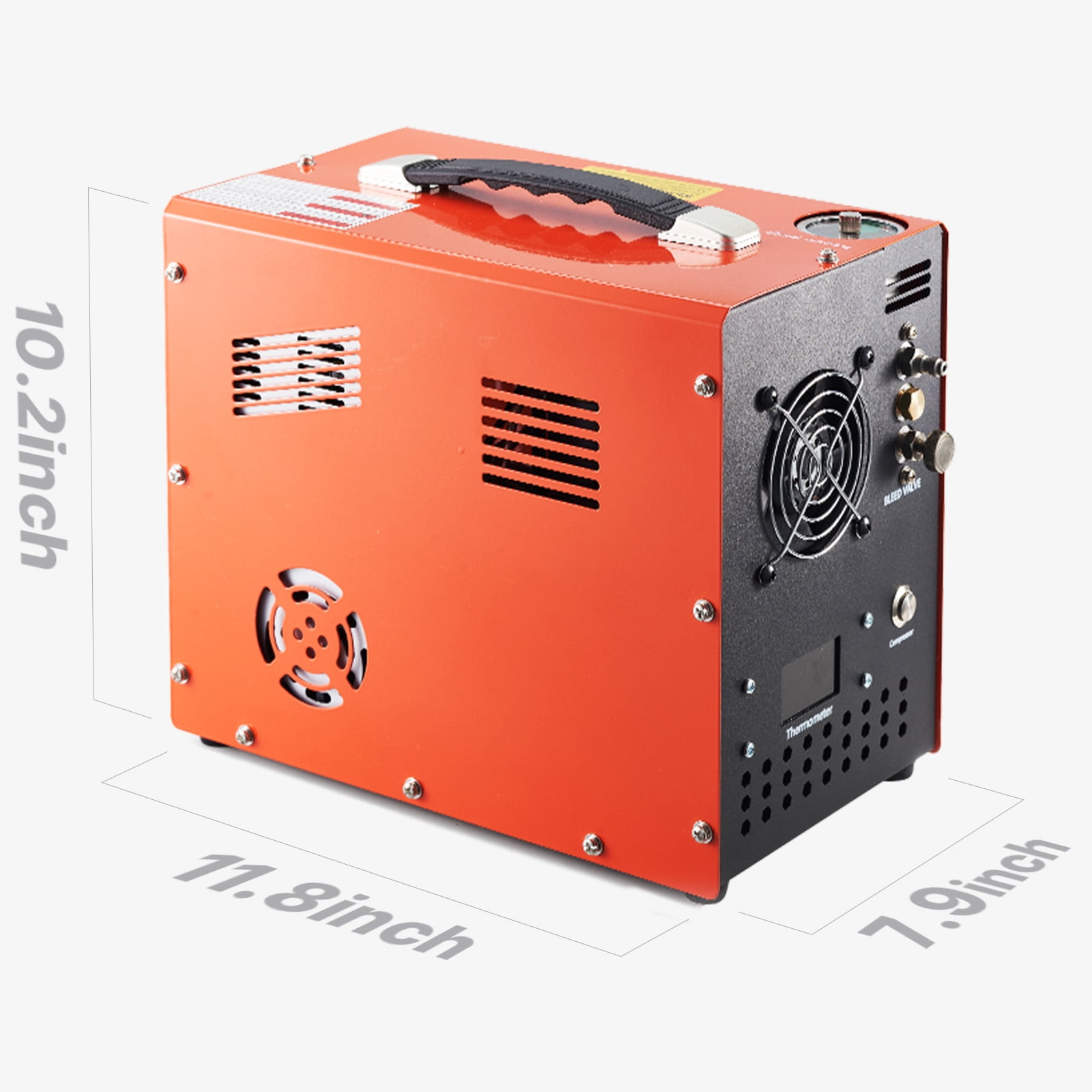 KFFKFF Portable PCP Air Compressor, 4500PSI/30Mpa with Integrated Converter & Cooling Fan, Auto Shut-Off, DC12V/AC120V for Airguns, Paintball Tanks, and Diving Cylinders