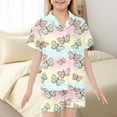 thumbnail image 2 of Ensemble de Pyjama pour Filles Imprimé Manches Courtes Ensemble de Pyjama Boutonné pour Enfants Pyjama Décontracté pour Filles Taille 6-7 Ans Garçons Filles Mode, 2 of 7