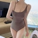 thumbnail image 4 of Traje de baño de una pieza para mujer Traje de baño con corte de horquilla alta con control de barriga y un hombro, 4 of 6
