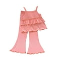 thumbnail image 3 of Bovxnpu Girls Summer Outfits, Girl's 2 Piece Boho Outfits Pleated Tank Top and Wide Leg Flared Pants Set, Children's Summer Outfit Flared Pants Casual Suit Loose And Thin 4-5 Years, 3 of 4