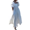 thumbnail image 3 of ZANZEA Women Square Neck Vintage Cuffs Puff Sleeve Elastic Maxi Dress, 3 of 5