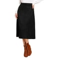 thumbnail image 1 of Faldas Midi de Ante INSPIRE CHIC para Mujeres, Casual de Trabajo Otoño Invierno, Falda A Linea Tendencia M Negra, 1 of 6