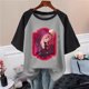 thumbnail image 5 of Hazbin Hotel Moda Mujer Casual Cuello Redondo Impreso Raglan Manga Corta Camiseta Top Vermilion/M, 5 of 6