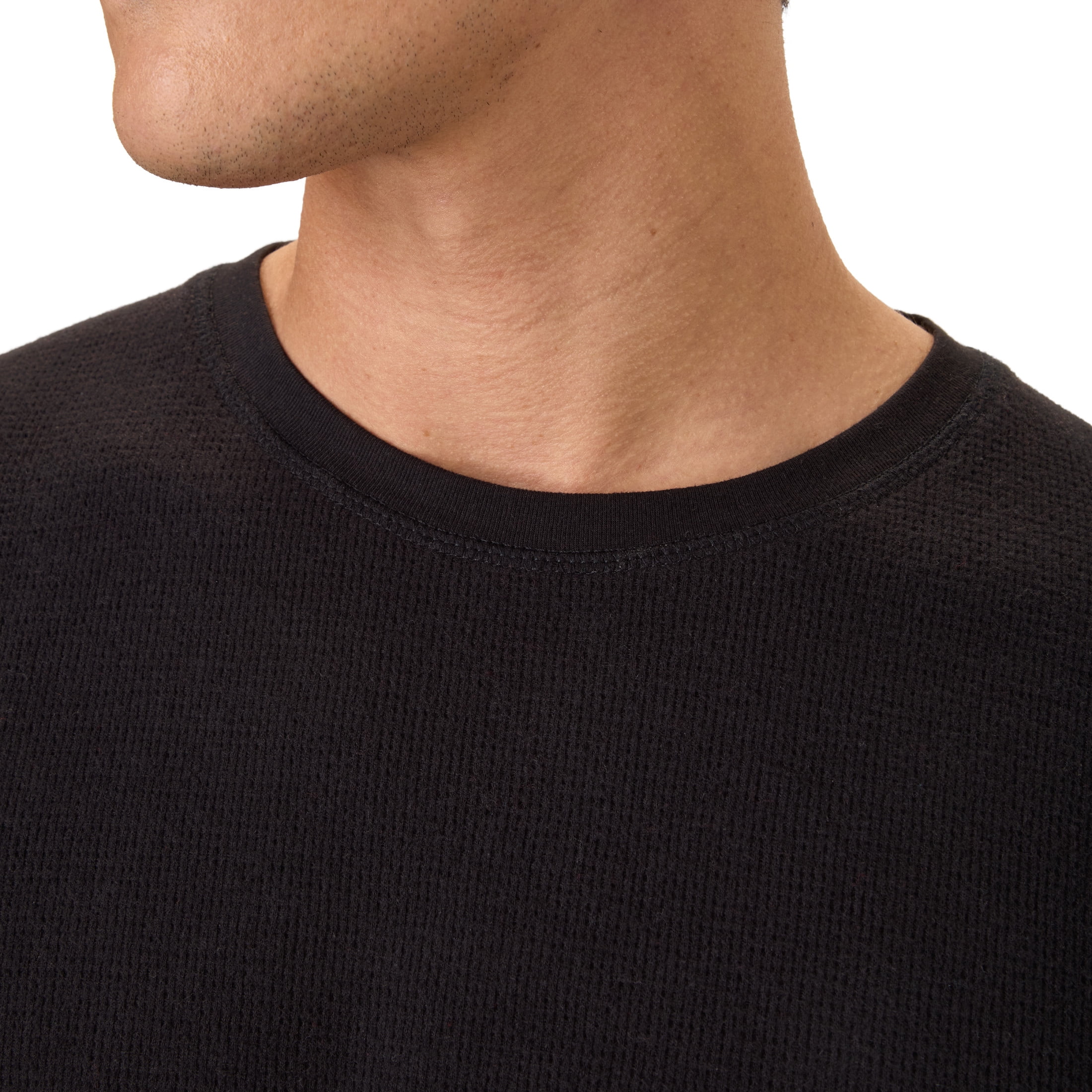 Hanes Men's Micro Fleece Sleep Set, Thermal Top with Plaid Printed Pants, Black & Red
