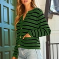 thumbnail image 2 of Yangnuo Womens Fashion Clearance Comfy Jackets 2025 Women's Knitted Button Up Cardigan Striped Long Sleeved Round Neck Sweater, 2 of 5