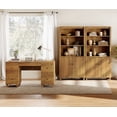 thumbnail image 4 of WAMPAT Home Office Furniture Set, 58" Executive Desk with Charging Station and Drawers, 2-Column 71" Tall Bookcase with Doors and Adjustable Shelves for Living Room, Dark Brown Wood, 4 of 10